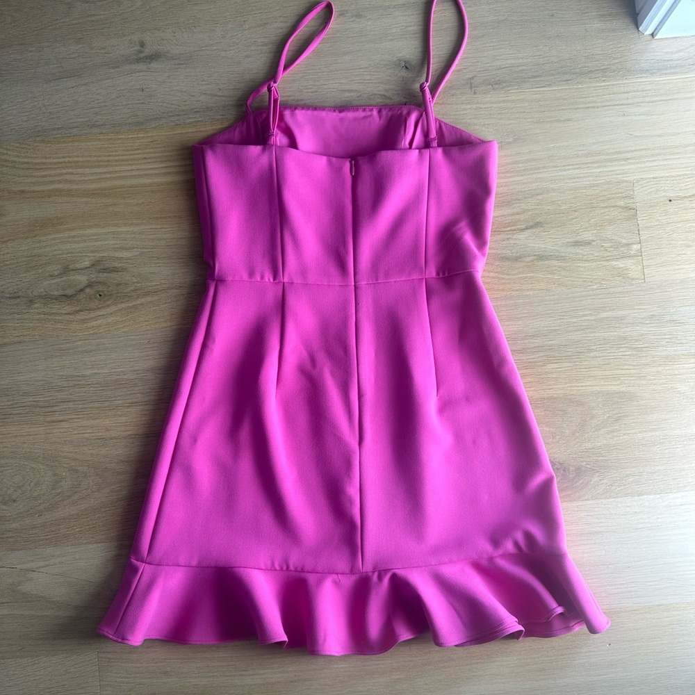 Pink Sleeveless Dress with Ruffle Hem